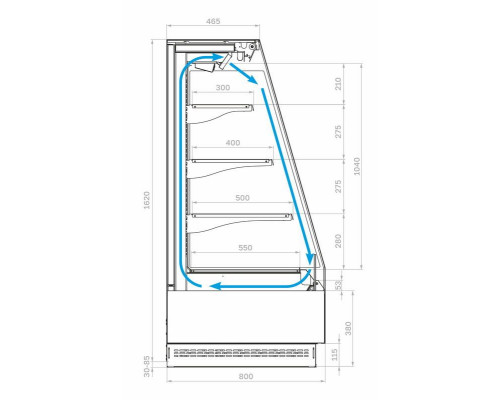 Холодильная горка гастрономическая Carboma F16-08 VM 1,9-2 0300 версия 2.0 (9006-9005) боковина металл