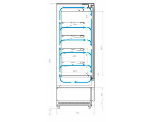 Холодильная горка гастрономическая Carboma FC 20-07 VM 1,0-1 0300 Light (фронт X0) версия 2.0 9006-9005