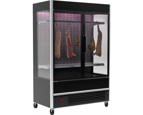 Холодильная горка мясная Carboma FC20-07 VV 1,0-3 X7 (распашные двери структурный стеклопакет, 9005 цвет черный)