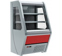 Холодильная горка универсальная Carboma F13-07 VM 1,3-2 (Carboma 1260/700 ВХСп-1,3) (0011-3020 боковины сер пластик, декор красный)