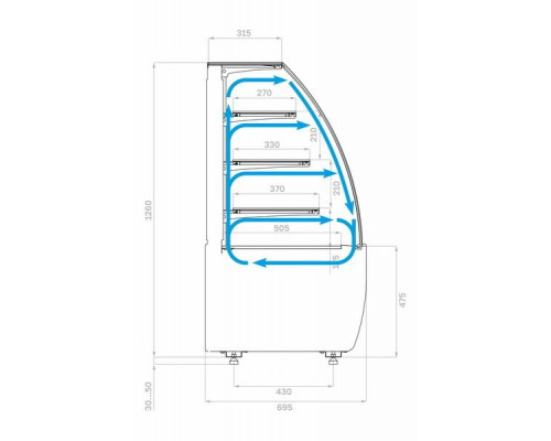 Витрина кондитерская Carboma K70 VV 1,3-1 Standart версия 2.0 9005-0109