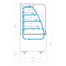 Витрина кондитерская Carboma KR70 VM 0,6-2 Standart открытая, горка (9005)