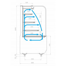 Витрина кондитерская Carboma KR70 VM 0,9-2 Standart открытая 9005