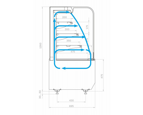 Витрина кондитерская Carboma KR70 VM 1,3-2 Standart открытая, горка (9005-0109)